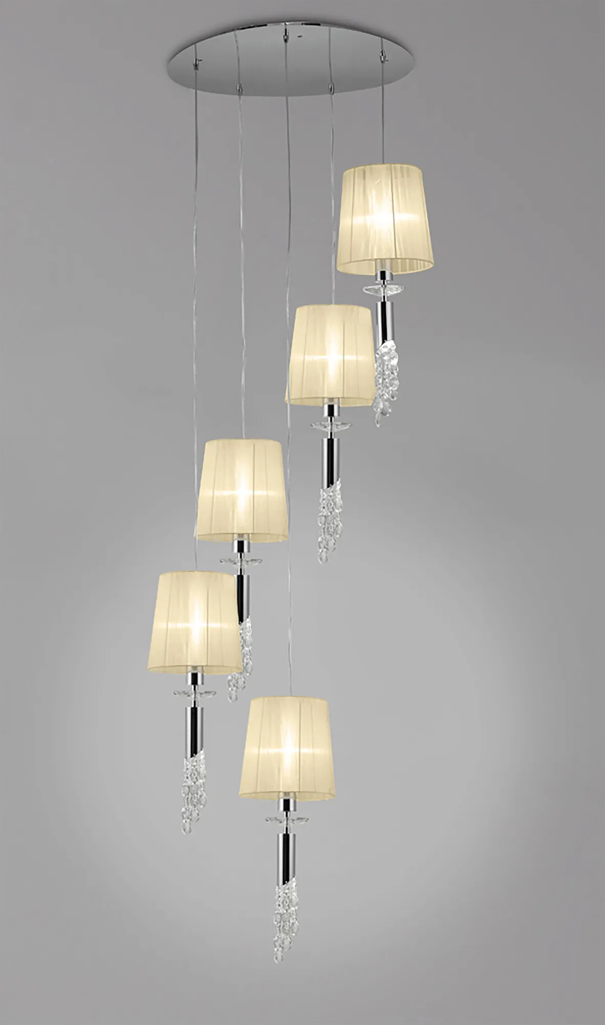 Tiffany Polished Chrome-Cream Crystal Ceiling Lights Mantra Statement Crystal Fittings